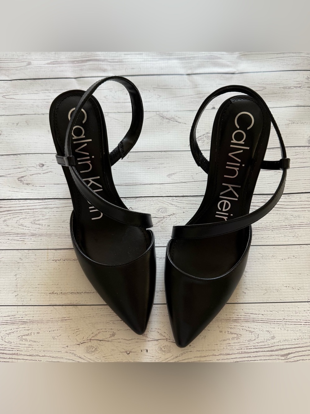 Calvin Klein Women's Black Pointed Slingback Heels